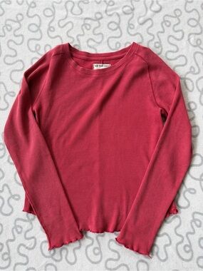 We The Free Red Easy Does It Long Sleeve Tee